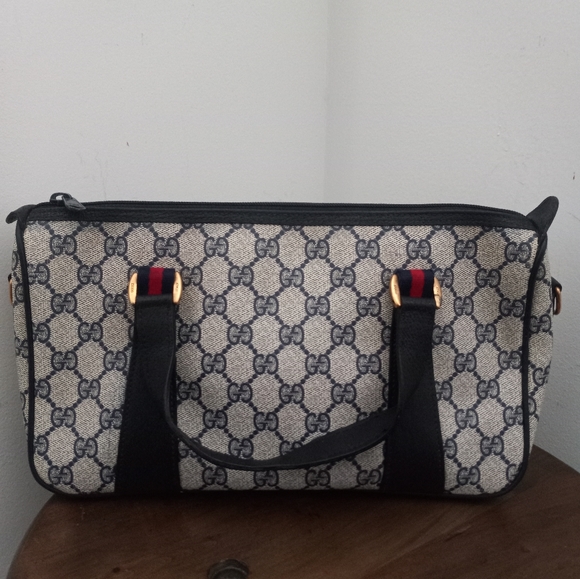 Authentic Vintage Gucci GG Monogram Supreme Sherry Web Ophidia Boston Doctor Bag - Picture 3 of 11